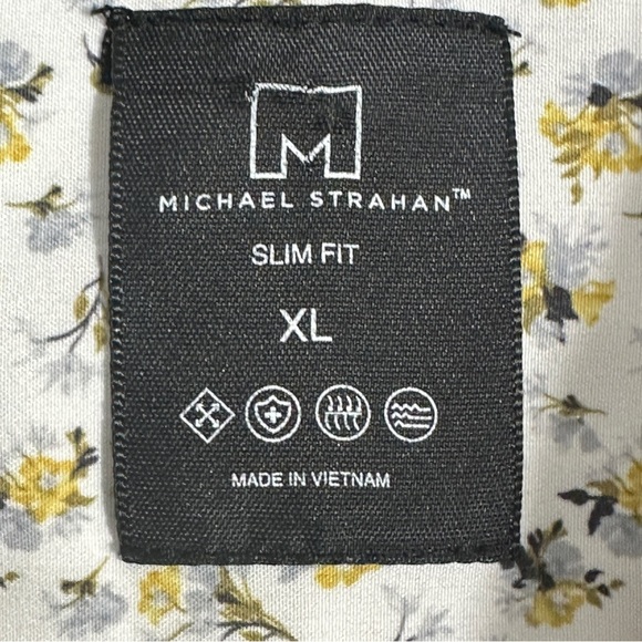 Michael Strahan size XL slim fit button down shirt, white with floral design - Picture 6 of 11